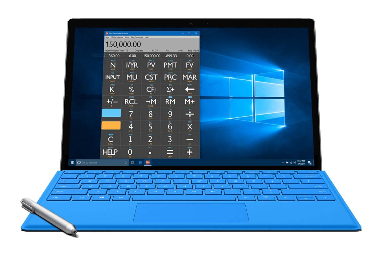photo of 10bii Financial Calculator app on Microsoft Surface